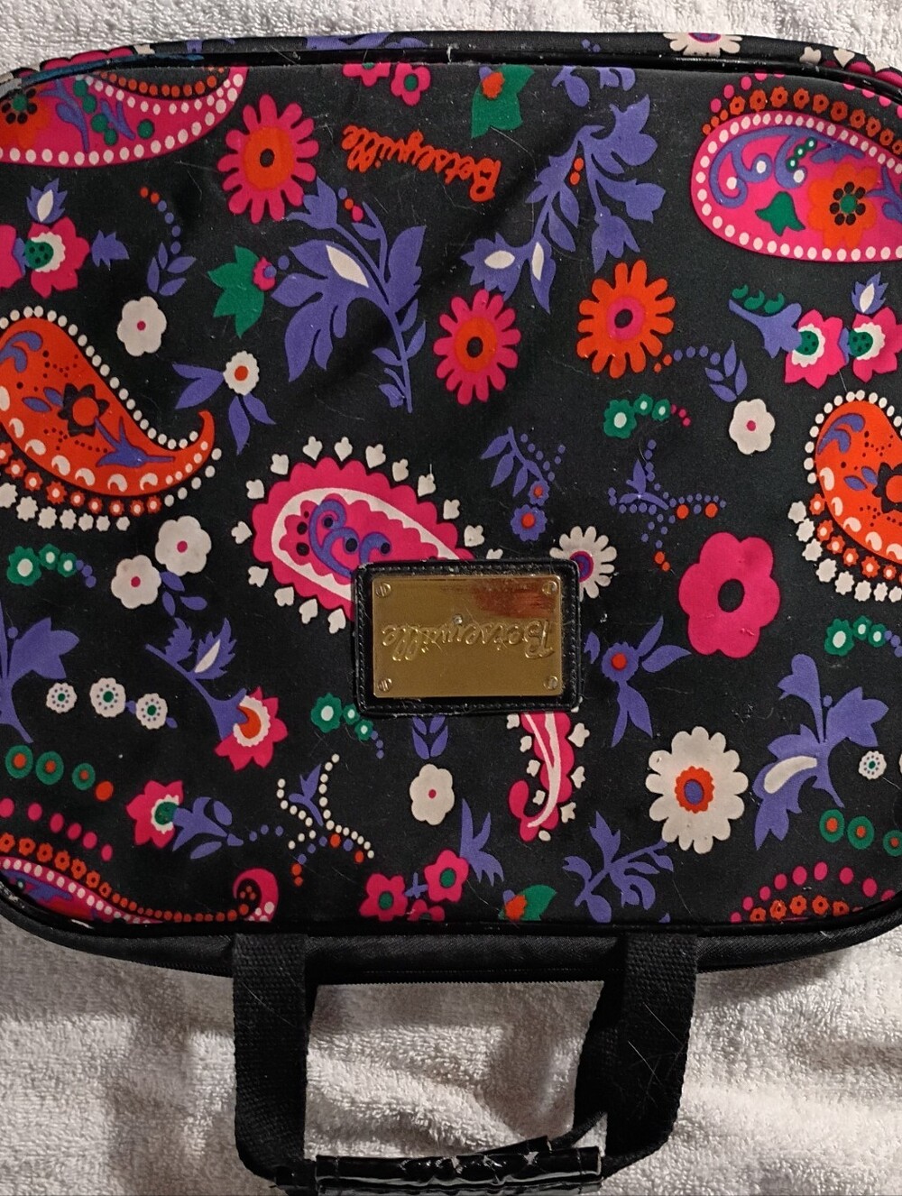 Betsey Johnson Black Paisley Floral Laptop Bag